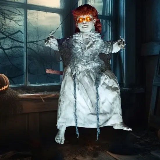 Joyfy 31" Halloween Hanging Swinging Doll Ghost, Doll with Scary Expressions for Halloween Outdoor Decoration, Haunted House Prop, Party Decor image {6}