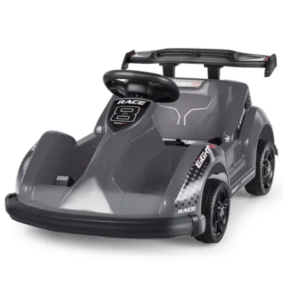 Costway 6V Battery Powered Go Kart Kids Ride On 4 Wheel Racer RC w/ Bumper & Music image {8}