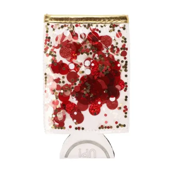 Packed Party Spirit Squad Confetti Skinny Can Cooler, Insulated Metal Can Drink Holder for Tailgate, Pool or Beach (Rally Red) image {2}