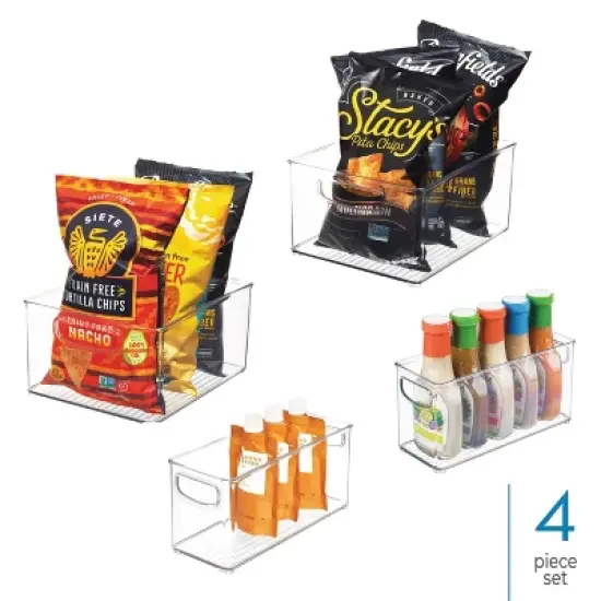 iDESIGN 4pc 10"x8"x5" Recycled Plastic Organizer Bin Set: Clear Kitchen Storage & Organization, Dishwasher-Safe image {2}