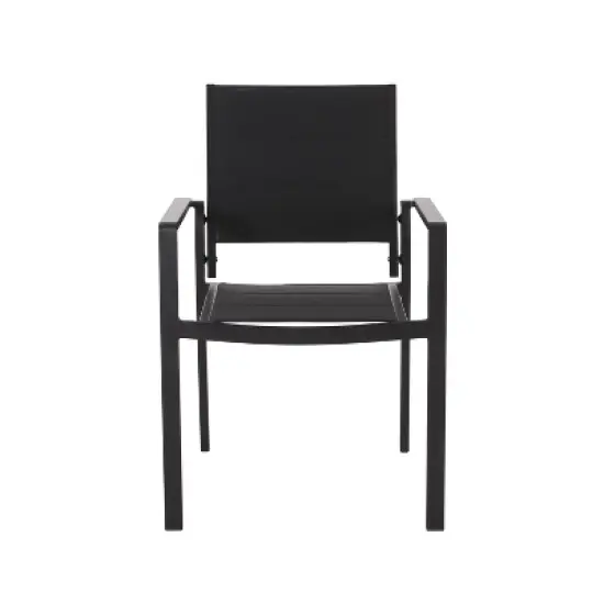 Christopher Knight Home 2pc Wilbur Mesh and Aluminum Outdoor Dining Chairs  Black image {2}