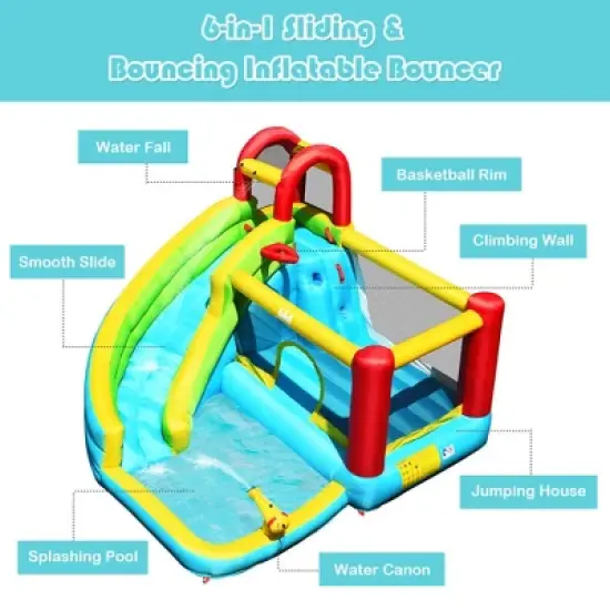 Costway Inflatable Kids Water Slide Jumper Bounce House Splash Water Pool W/ 480W Blower image {3}