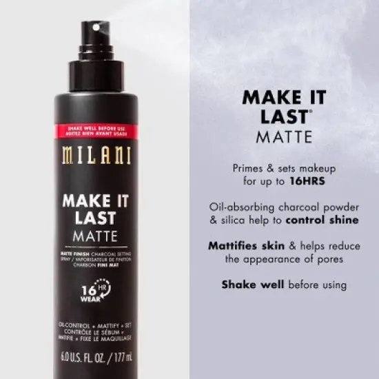 Milani Make It Last Matte Finish Charcoal Setting Spray image {2}