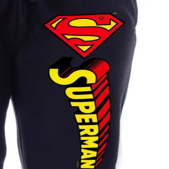 DC Comics Womens' Superman Logo Icon Classic Jogger Sleep Pajama Pants Black image {2}
