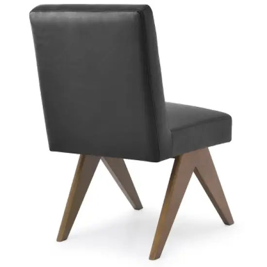 Set of 2 Morgan 18.5" Wide Faux Leather Dining Chairs With Seat and Back and Upside Down "V" shape design Solid Wood Legs-The Pop Maison image {5}