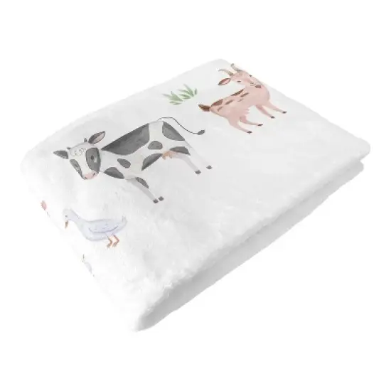 Sweet Jojo Designs Boy or Girl Gender Neutral Unisex Milestone Swaddle Baby Blanket Farm Animals image {4}