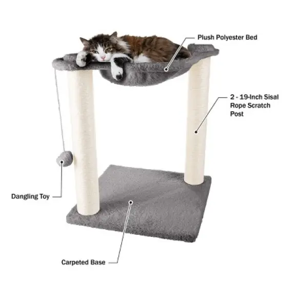 PETMAKER Cat Hammock with Scratching Posts for Indoor Cats (Gray) image {2}