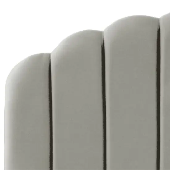 King Emma Channel Seamed Shell Headboard in Faux Silk Silver - Skyline Furniture image {3}