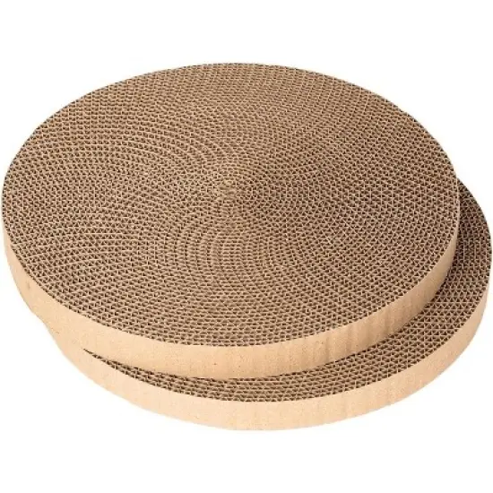 2 PACK Round Cat Scratcher Refill - 10 Inch Diameter, 7/8 Inch Thickness - Scratching Board Replacement Pads image {6}