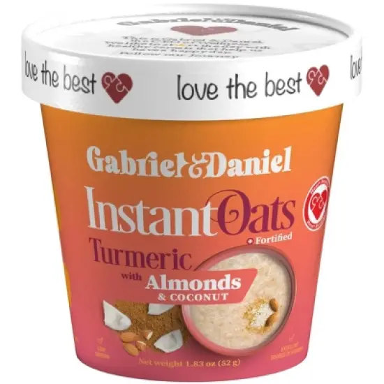 Gabriel & Daniel Instant Oatmeal with Turmeric, Almonds & Coconut | Organic, Gluten-Free, Non-GMO &ndash; High Fiber & Protein Breakfast &ndash; 6 Pack image {1}