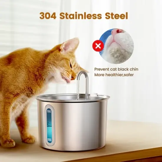 Oneisall PWF-001 2L Cat Water Fountain with 3PCS Filters, with Snap, Anti-Spill Cats Water Fountains with Quiet Pump image {5}