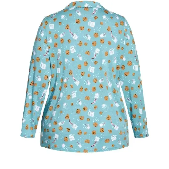 Women's Plus Size Button Through Sleep Top - Teal | AVENUE image {5}