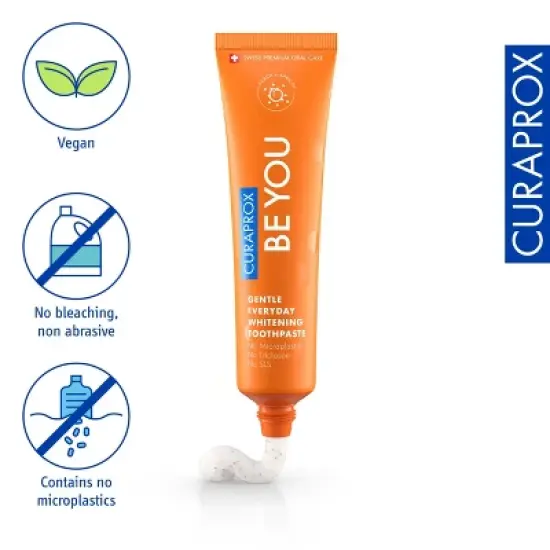Curaprox Be You Toothpaste Peach + Apricot, 60ml &ndash; Gentle Enzymatic Whitening & Fresh Finish image {1}