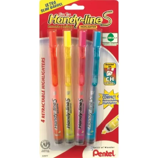 Pentel Recycled Handy-Lines Slim Retractable Highlighters 698067 image {1}