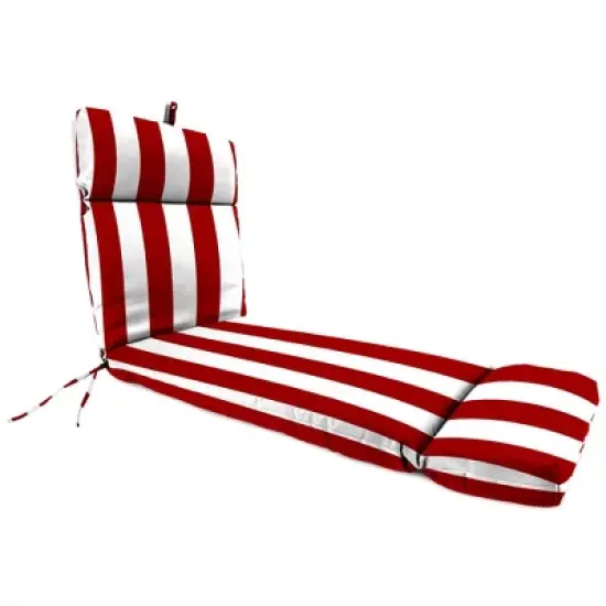 French Edge Outdoor Cushion - Cabana Stripe Red - Jordan Manufacturing: Water-Resistant Patio Chair Pad image {8}
