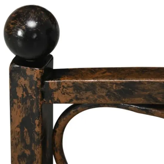 Outsunny 3.4FT Metal Arch Zen Garden Bridge with Safety Siderails, Decorative Footbridge, Delicate Floral Scrollwork for Stream, Fish Pond, Brown image {4}