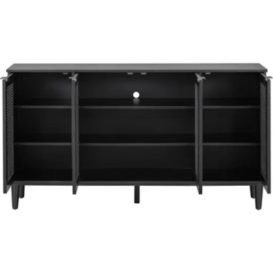60" Generous Storage Sideboard With Faux Rattan Door - ModernLuxe image {8}