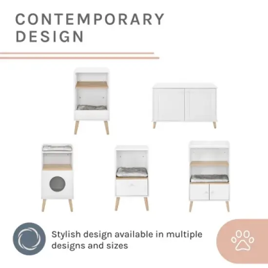 Sam's Pets Becky 28"  Single Rest Cat Tree With Drawer In White image {7}