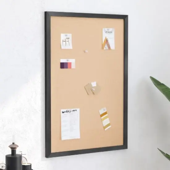 Merrick Lane Cork Display Board with Wooden Frame and Push Pins image {1}