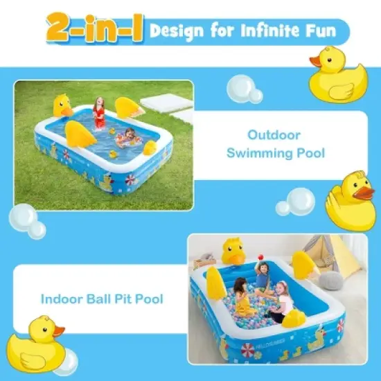 Costway Inflatable Swimming Pool Duck Themed Kiddie Pool w/ Sprinkler for Age 3+ image {6}