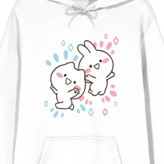 Mimi & Neko Cute Characters Men's White Graphic Hoodie image {1}