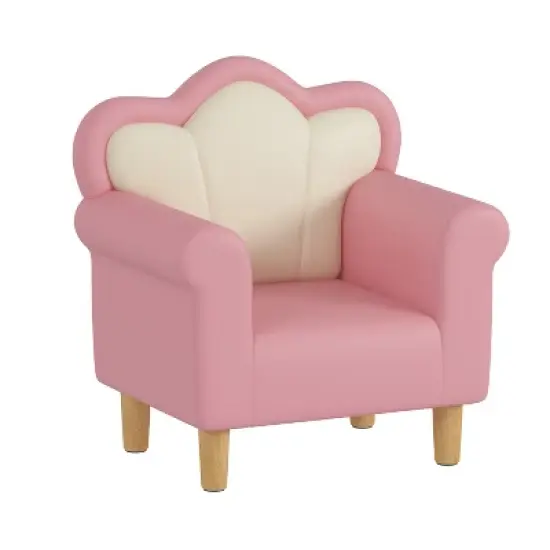 Polyester Kids Sofa, Princess Armchair for Children, Petal Shape Toddler Sofa Chair for Playroom, Children's Bedroom, Pink+White image {3}