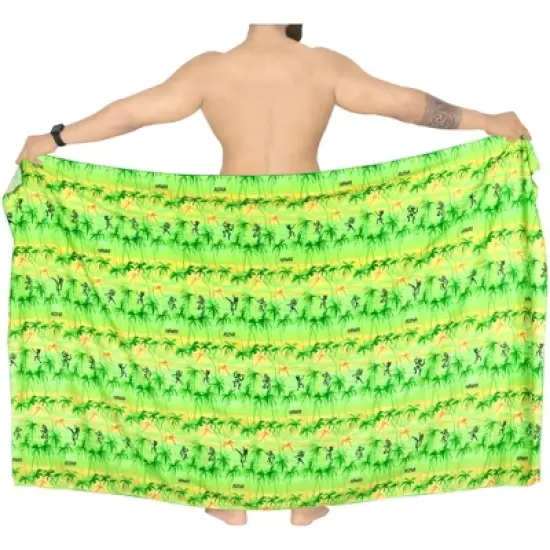 LA LEELA Men's Sarong Bath Swimsuits Pareo Wrap One Size Shamrock Green S676 image {3}