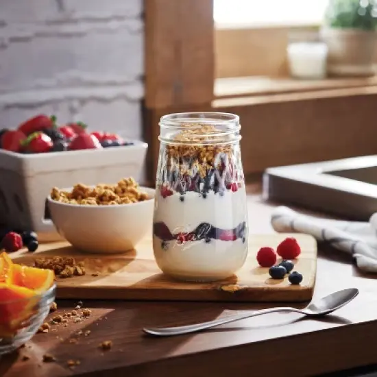 Ball 16oz. 4pk Flute Glass Mason Jar Lid and Band: Clear Canning Jars, Dishwasher-Safe, 2.5" Neck Diameter image {3}