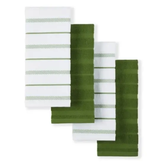 KITCHENAID Albany Kitchen Towel 4-Pack Set, Matcha Green/White, 16"x26" image {4}
