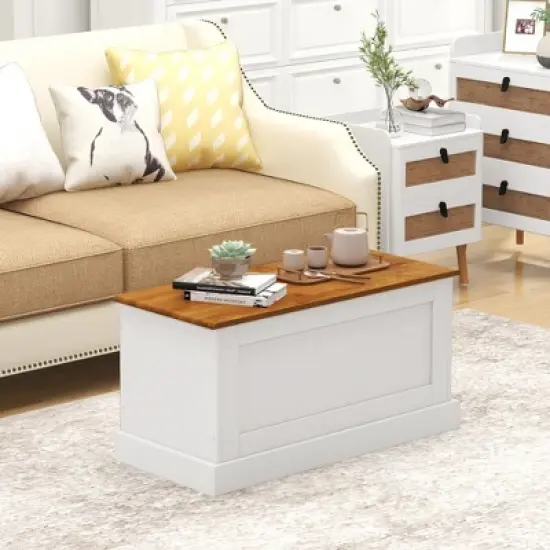 Tangkula 35.5" Storage Chest Lift Top Storage Box w/ Safety Hydraulic Strut & Metal Hinges image {3}