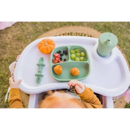 Re-Play Silicone Suction Divided Dining Plate with Lid - Sage image {5}