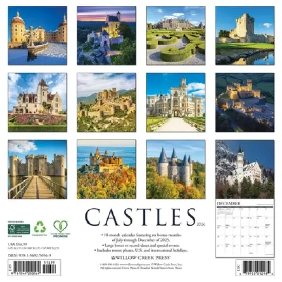 Willow Creek Press 2026 Castles Wall Calendar image {1}