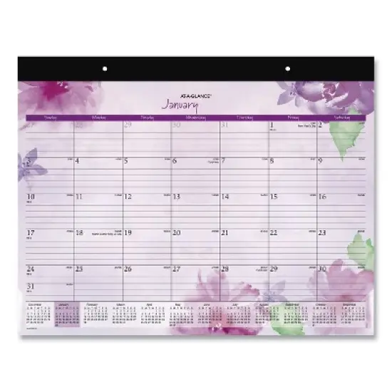Beautiful Day Desk Pad Calendar, Floral Artwork, 21.75 x 17, Assorted Color Sheets, Black Binding, 12-Month (Jan-Dec): 2026 image {5}
