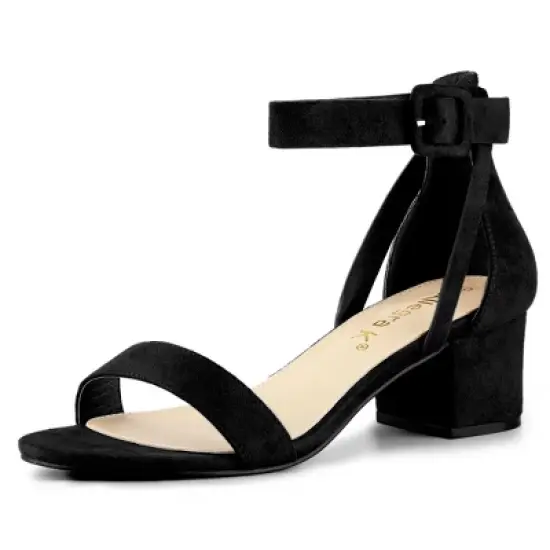 Allegra K Women's Ankle Strap Block Low Heel image {10}