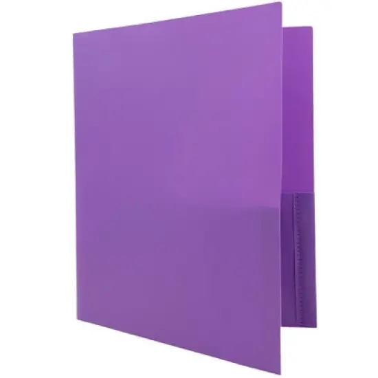 JAM 6pk POP 2 Pocket School Presentation Plastic Folders with Prong Fasteners Purple image {3}