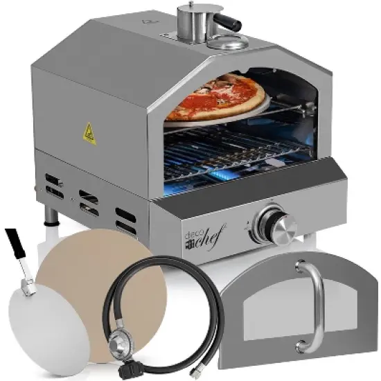 Deco Chef 2-in-1 Propane Gas Pizza Oven & Grill, Portable, with Pizza Stone, Peel, Rack image {10}
