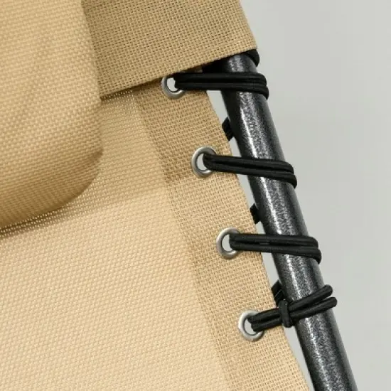 TIRAMISUBEST Folding Chaise Lounge Chair with 5 Adjustable Positions, Face Hole & Side Pocket for Beach/Patio/Yard, Beige image {7}