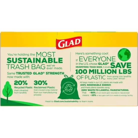 Glad ForceFlex MaxStrength Recovered Plastic Trash Bag - Lemon Fresh - 13 Gallon/45ct image {7}