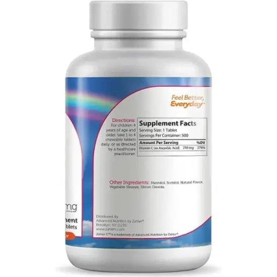 Zahler Junior C, Chewable Vitamin C for Kids, Immune System Support, Certified Kosher, 500 Orange Flavored Chewable Tablets image {2}