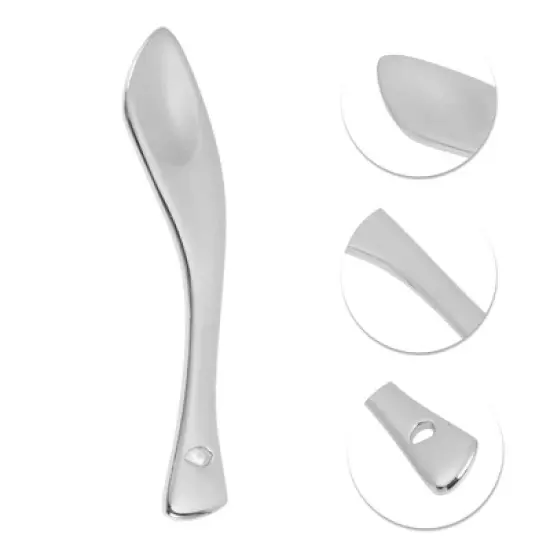 Unique Bargains Hangable Pointed Mouth Mini Makeup Cosmetic Spoon Silver Tone 2 Pcs image {2}