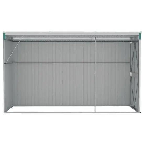 vidaXL Storage Shed Wall-mounted Garden Shed for Backyard Galvanized Steel - Green 46.5" x 113.4" x 70.1" image {4}