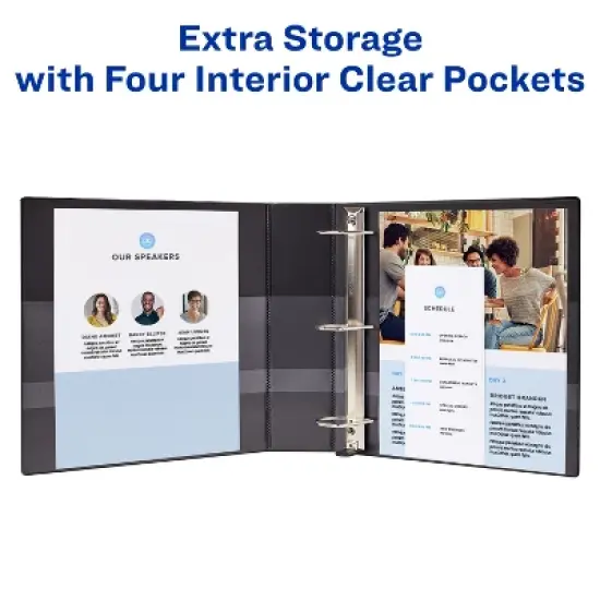 Avery Durable Clear View 3 Ring Binders, 2 Inch EZD Rings, 4-Pack of White Binders (79925) image {3}