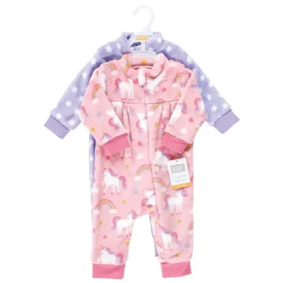 Hudson Baby Infant Girl Plush Jumpsuits, Celestial Unicorn image {1}