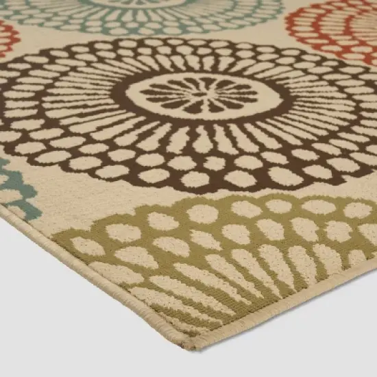 5' x 8' Seastar Medallion Outdoor Rug Beige/Blue - Christopher Knight Home image {1}
