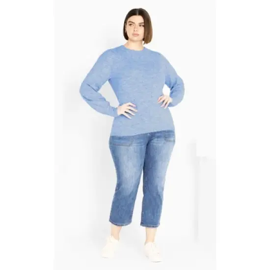 Women's Plus Size Nicky Pom Pom Sweater - sky blue | AVENUE image {1}