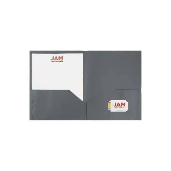 JAM Paper Plastic POP 2-Pocket Portfolio Folder Gray 96/Box (382EGYB) image {2}