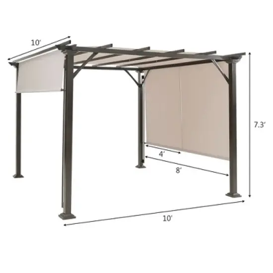 Costway 10' X 10' Pergola Kit Metal Frame Gazebo &Canopy Cover Patio Furniture Shelter image {1}