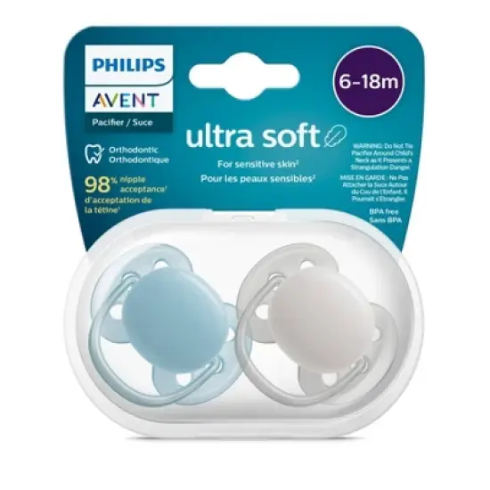 Avent Philips Ultra Soft Pacifier 6-18 Months - Misty Dawn/Silk Beige - 4pk image {1}