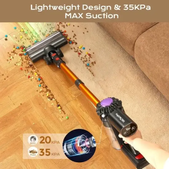 ELEPHAS Cordless Vacuum Cleaner, 35 Mins Runtime Vacuum Cleaners for Home, Stick Vacuum with Self-Standing, Handheld Vacuum for Pet Hair/Carpet/Floor image {4}