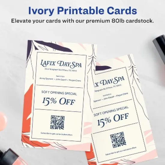 Avery Printable Rectangle Invitation Cards, 5.5" x 8.5", Ivory Cardstock, Laser/Inkjet Cards, 20 Total image {1}
